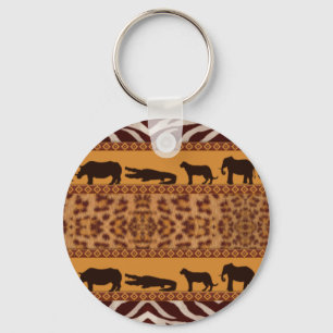 Moderne Tribale Afrikaanse Jaguarpatroon Dierenpri Sleutelhanger