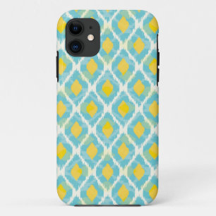 Moderne tribale ikat blue yellow mode iPhone 11 hoesje