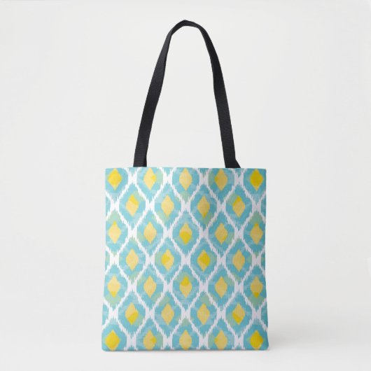 Moderne tribale ikat blue yellow mode draagtas (Voorkant)