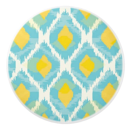 Moderne tribale ikat blue yellow mode keramische knop (Voorkant)