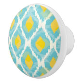 Moderne tribale ikat blue yellow mode keramische knop (Rechts)