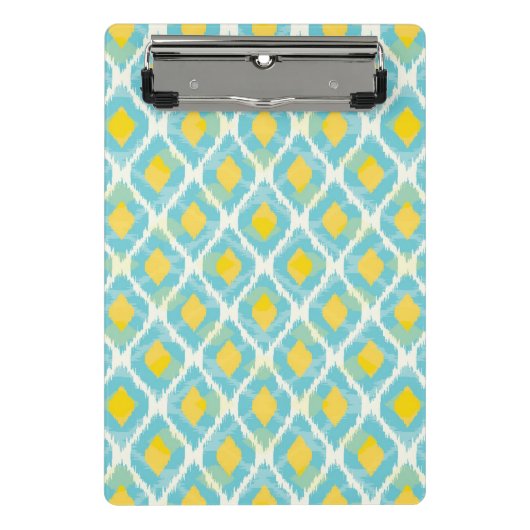 Moderne tribale ikat blue yellow mode mini klembord (Voorkant)