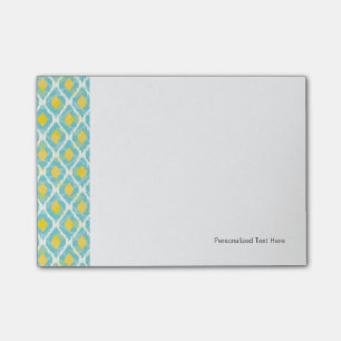 Moderne tribale ikat blue yellow mode post-it® notes