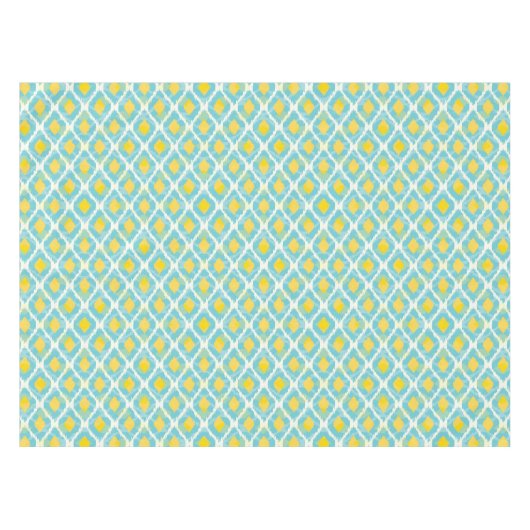 Moderne tribale ikat blue yellow mode tafelkleed (Voorkant (Horizontaal))