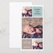 Moderne Trio Foto Aankondiging Geboorte Jongen (Voorkant / Achterkant)