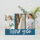 Moderne trois photo Mariage bleu Merci (Debout devant)