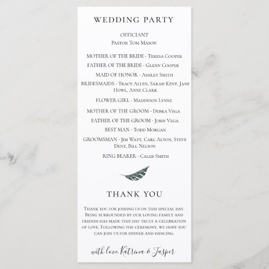 Moderne Tropen Koraal Bloemen Bruiloft Programma (Achterkant)