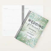 Moderne Tropical Foliage Sage Vert Wedding planner (Devant avec enveloppe)