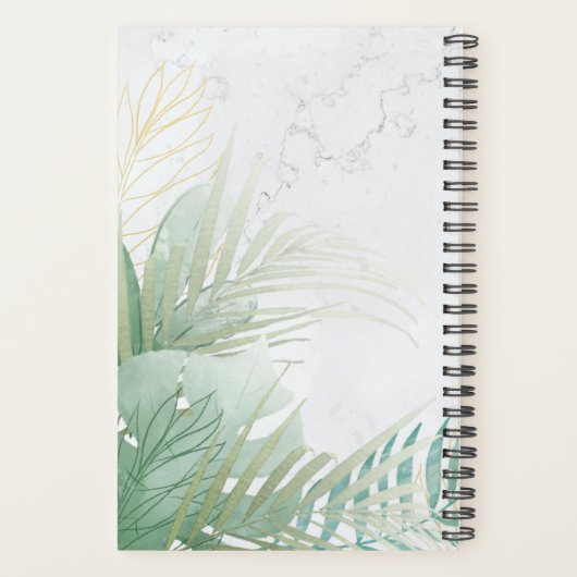 Moderne Tropical Foliage Sage Vert Wedding planner (Dos)