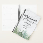 Moderne Tropical Foliage Sage Vert Wedding planner (Devant avec enveloppe)