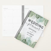 Moderne Tropical Foliage Sage Vert Wedding planner (Devant avec enveloppe)