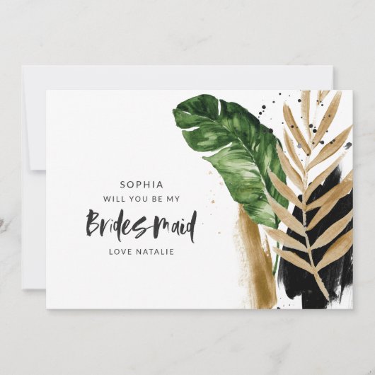 Moderne tropische abstract geschilderde bruidsmeis kaart (Voorkant)