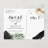 Moderne, tropische abstracte bruiloft aankondigingskaart (Achterkant)