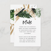 Moderne tropische abstracte trouwdetails RSVP kaartje (Voorkant / Achterkant)