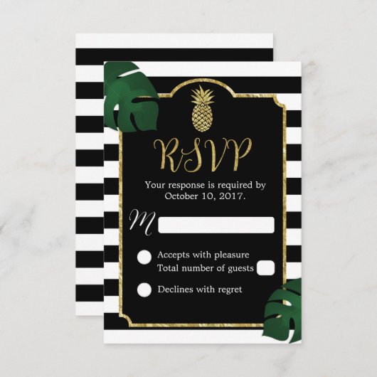 Moderne Tropische Ananas Hawaiiaanse bruiloft RSVP (Voorkant / Achterkant)