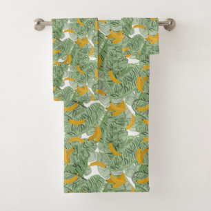 Moderne Tropische Banaan Groen Bad Handdoek