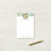 Moderne Tropische Blad Simuleer Folie Monogram Post-it® Notes (Op bureau)