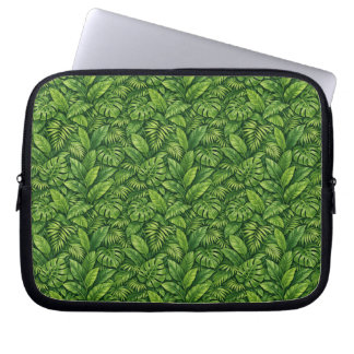 Moderne Tropische Bladeren Naadloos Patroon Laptop Sleeve