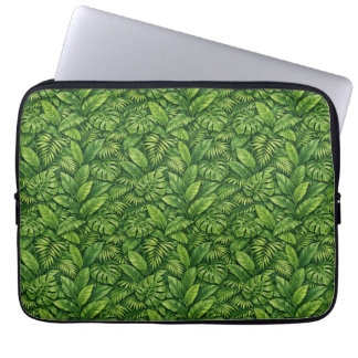 Moderne Tropische Bladeren Naadloos Patroon Laptop Sleeve