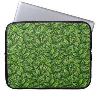 Moderne Tropische Bladeren Naadloos Patroon Laptop Sleeve