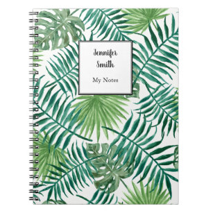 Moderne tropische bladeren van de waterverf, geper notitieboek