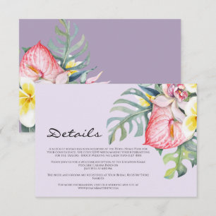 Moderne Tropische Bloem Hawaii Bruiloft Informatiekaartje