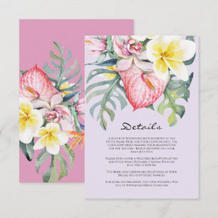 Moderne Tropische Bloem Hawaii Huwelijk Informatiekaartje
