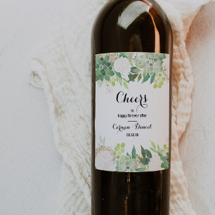 Moderne Tropische Bloemen Bruiloft Wijn Labels Etiket