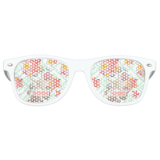 Moderne tropische bloemen kruipen geometrisch ontw retro zonnebril (Voorkant)