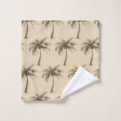 Moderne tropische botanische palmbomen op beige bad handdoek (Wasdoekje)