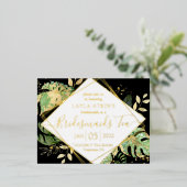 Moderne tropische bridesmaïden Tea Shower Gold Foi Folie Uitnodiging Briefkaart (Staand Voorkant)