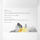 Moderne tropische bruiloft alles in één drievoudig drieluik uitnodiging (Binnenkant midden)