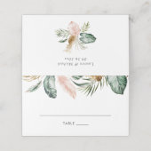 Moderne Tropische Gold Palm Greenery Blush Table (Buitenkant ongevouwen)