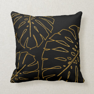 Moderne tropische goudmonstera kussen