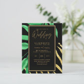 Moderne Tropische Leaf Gold Black Wedding Budget (Staand voorkant)