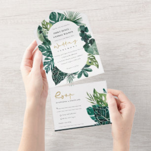 MODERNE TROPISCHE MONSTERA FOLIAGE GROENE WATERVER ALL IN ONE UITNODIGING