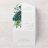 MODERNE TROPISCHE MONSTERA FOLIAGE GROENE WATERVER ALL IN ONE UITNODIGING (Buitenkant)