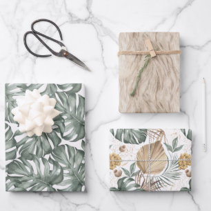 Moderne tropische monstera Hawaiian Inpakpapier Vel