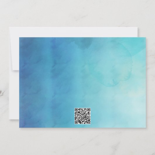 Moderne Tropische Oceaan Strand Bruiloft QR code Save The Date (Achterkant)