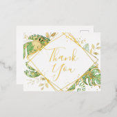 Moderne tropische olievloeistocht bedankt folie uitnodiging briefkaart (Voorkant / Achterkant)