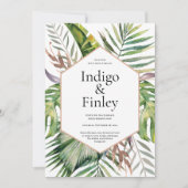 Moderne tropische palmbladeren bruiloft kaart (Voorkant)
