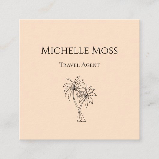 Moderne Tropische Palmbomen Foliage Tekening Vierkante Visitekaartje (Voorkant)