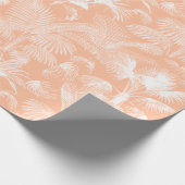 Moderne tropische palmbomen wit perzik roze cadeaupapier (Hoek)