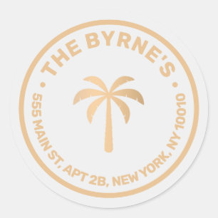 Moderne tropische palmboom ronde sticker
