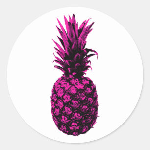 moderne tropische roze ananas ronde sticker