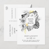 Moderne Tropische Save The Date-ansichtkaart Uitnodiging Briefkaart (Voorkant / Achterkant)
