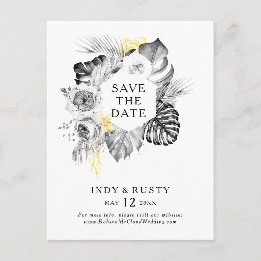 Moderne Tropische Save The Date-ansichtkaart Uitnodiging Briefkaart (Voorkant)