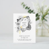 Moderne Tropische Save The Date-ansichtkaart Uitnodiging Briefkaart (Staand voorkant)