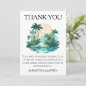 Moderne Tropische strand bruiloft dank u kaarten (Staand voorkant)