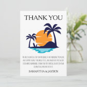 Moderne Tropische strand bruiloft dank u kaarten (Staand voorkant)